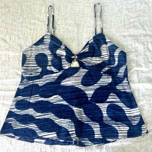 Banana republic cotton key hole chest watercolor blue camisole tank top tropical